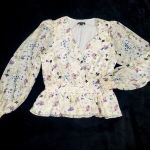 Express Floral V-Neck Blouse